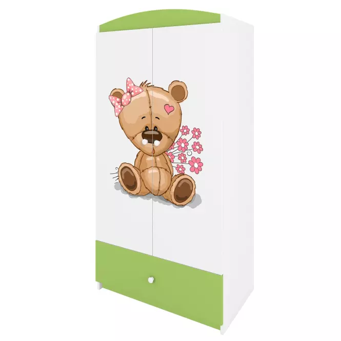 Skriňa Babydreams zelená – Medveď s kvetmi