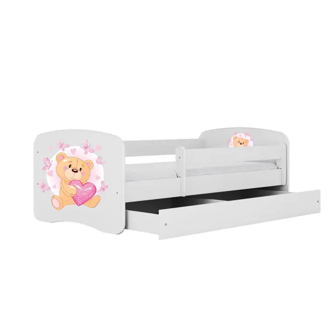Detská posteľ Babydreams+Sz+M Biely 70x140 Medveď s motýľmi