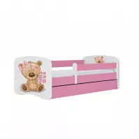Detská Posteľ. Babydreams+Sz+M Ružová 70x140 Medveď s kvetmi