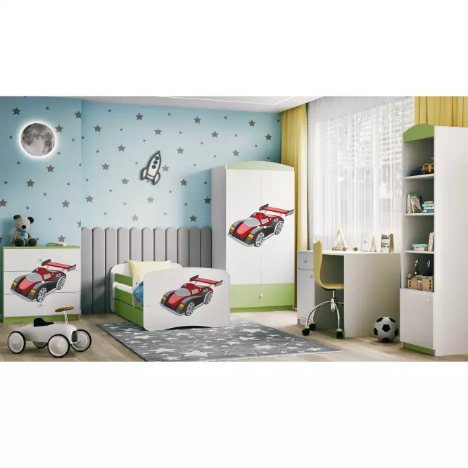 Detská Posteľ. Babydreams+Sz+M Zelená 70x140 Auto,5