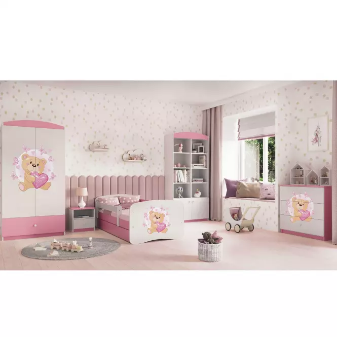 Detská Posteľ. Babydreams+Sz+M Ružová 80x160 Medveď s motýľmi,5
