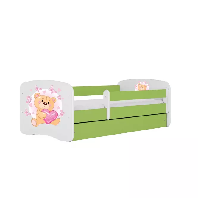 Detská Posteľ. Babydreams+Sz+M Zelená 80x180 Medveď s motýľmi