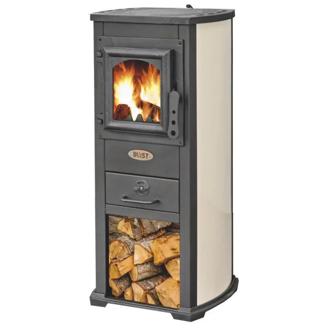 Oceľové kachle Berna Lux 5,3 KW béžové,2