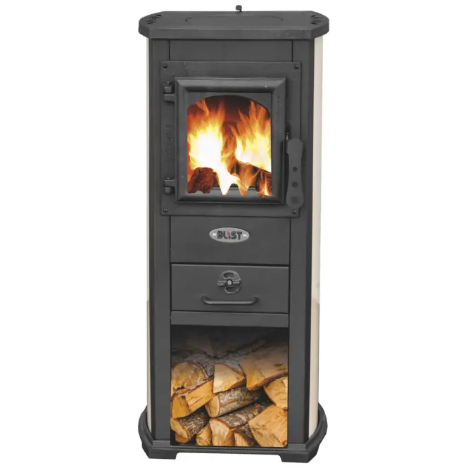 Oceľové kachle Berna Lux 5,3 KW béžové