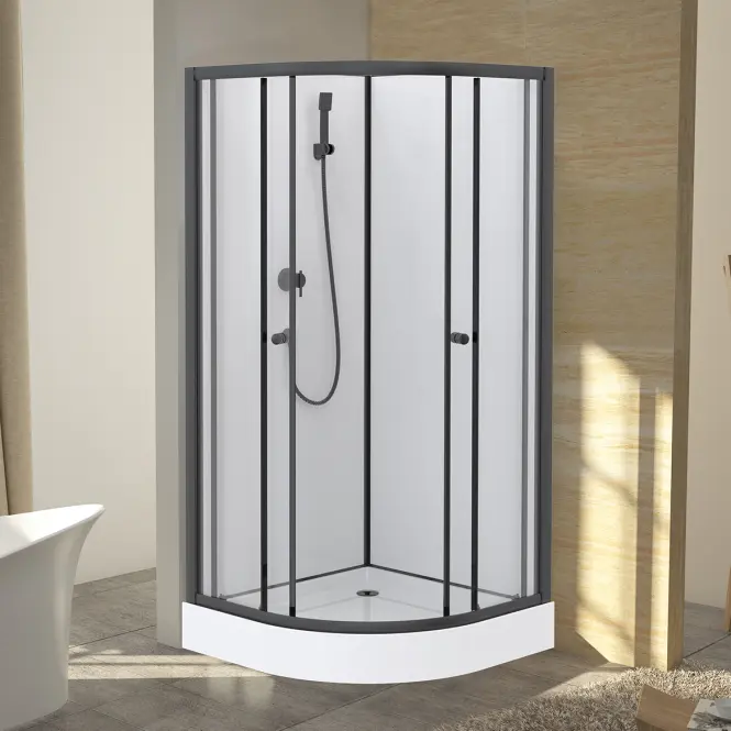 Sprchový box štvrťkruhový Elize 90x90x200 čierny