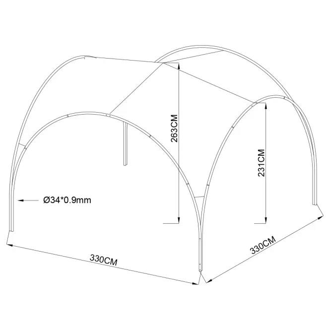 Záhradný pavilón 3,3x3,3 m béžová