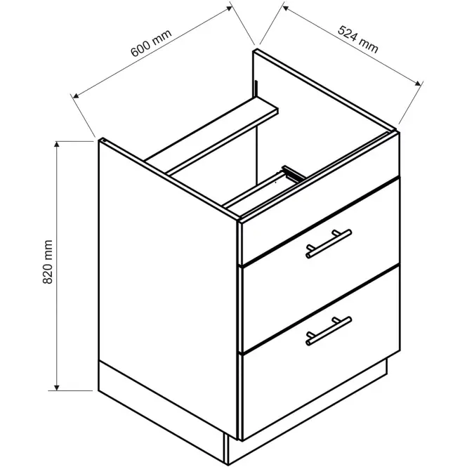 Kuchynská skrinka Denis D60PC S/2 zasl čierna mat continental/biela,2