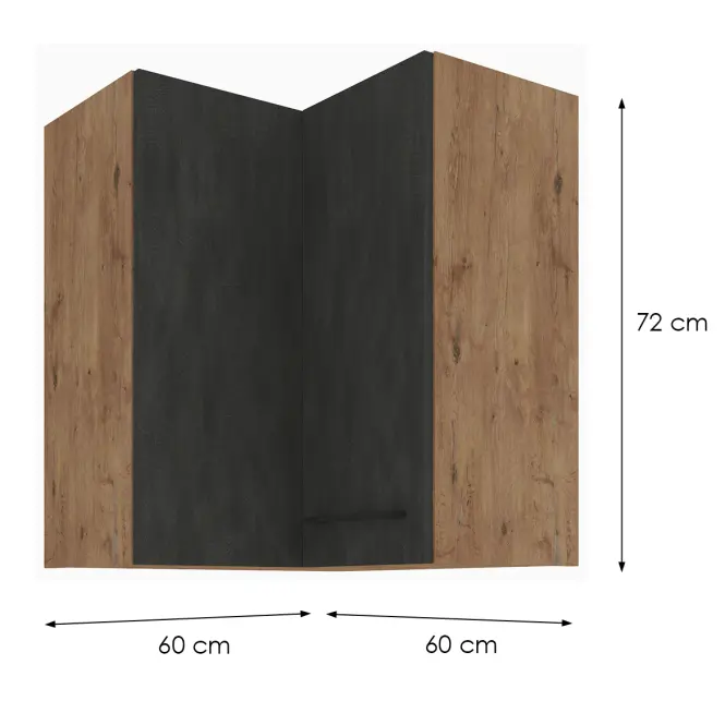 Skrinka do kuchyne VIGO GRAFIT MAT 60X60 GN-72 2F (90°)