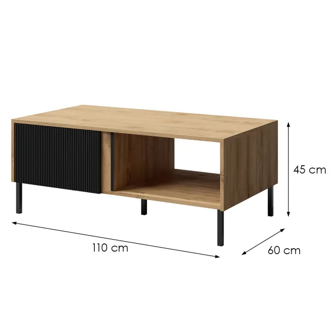 Konferenčný stolík Mia 8 večný dub/čierna,2
