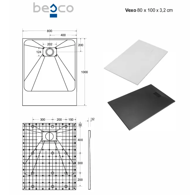 Vanička obdĺžniková Vexo 100x80 biela