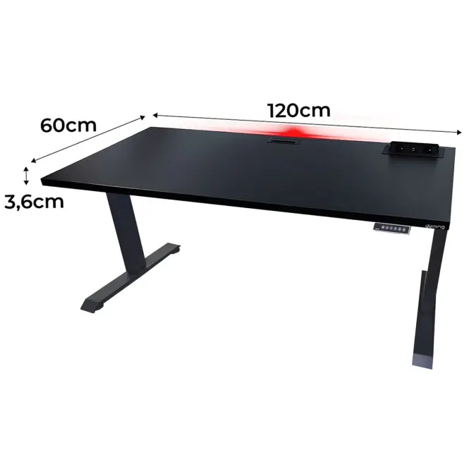 Písací Stôl Top Elektr. Čierna 120x60x3,6 Model 3,2