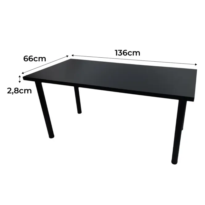 Písací Stôl Top Čierna 136x66x2,8 Model 0