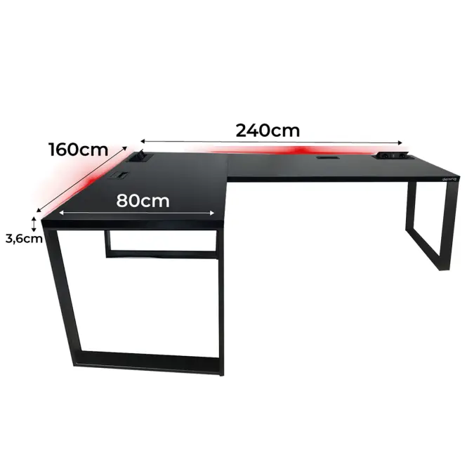 Písací Stôl Roh. Loft Top Čierna 240x160x3,6 Model 3,2