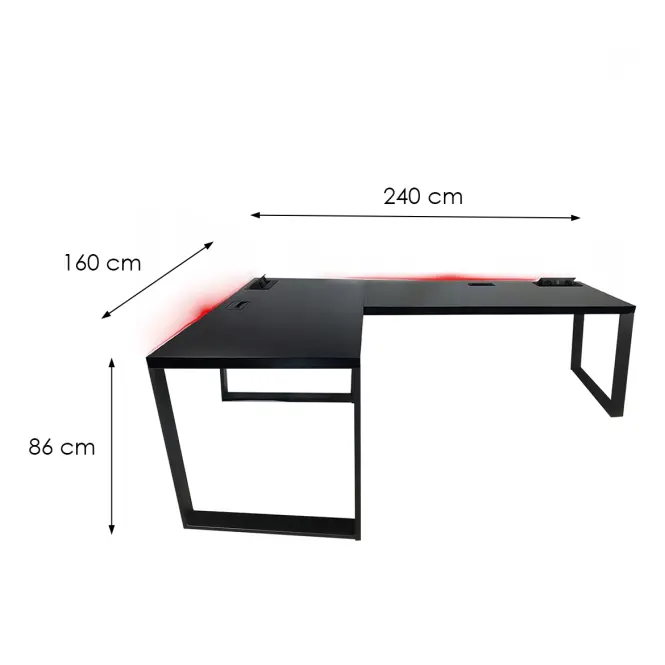 Písací Stôl Roh. Loft Top Čierna 240x160x3,6 Model 3,3