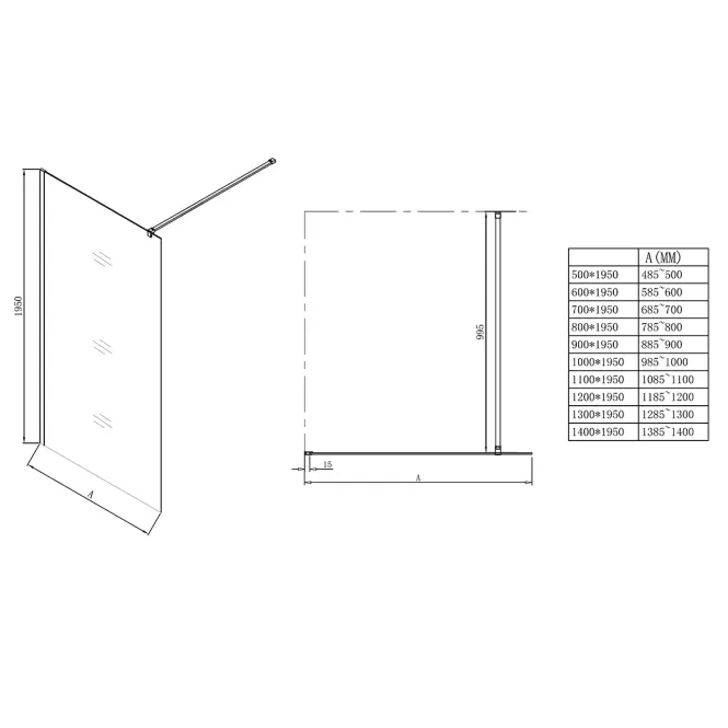 Sprchová stena Walk-In Soft 50x195 chróm