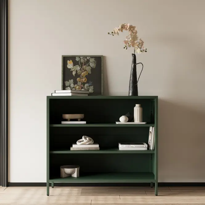 Kovový regál nízky Luca Modern Bottle Green