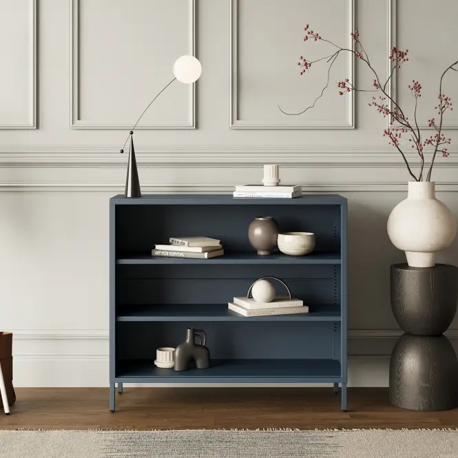 Kovový regál nízky Luca Modern Dark Blue
