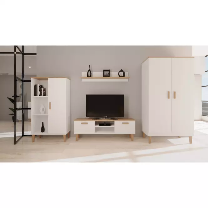 TV Stolík 160 Denver Biela/Hikora