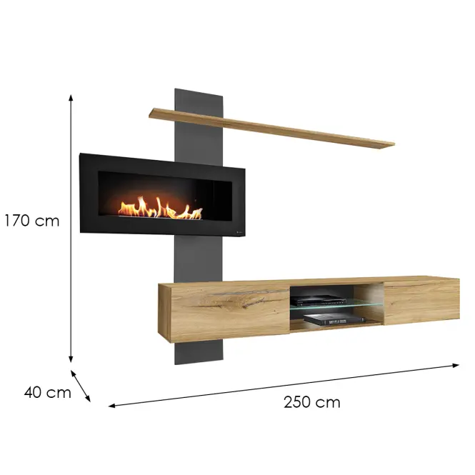 Obývacia Stena Flame B antracit/dub flagstaff