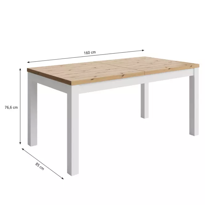 Stôl Agat 160+2x40 artisan/biela