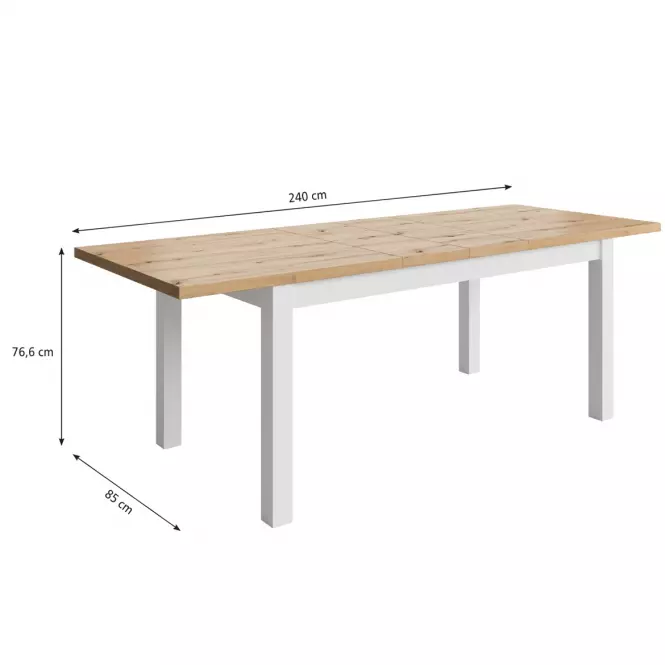 Stôl Agat 160+2x40 artisan/biela,3