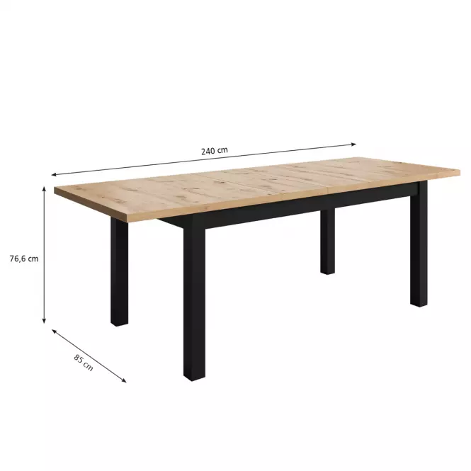 Stôl Agat 160+2x40 artisan/čierna,3