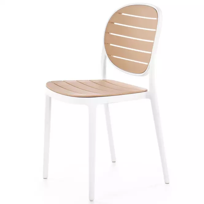 Stolička K529 biela/prírodné,4