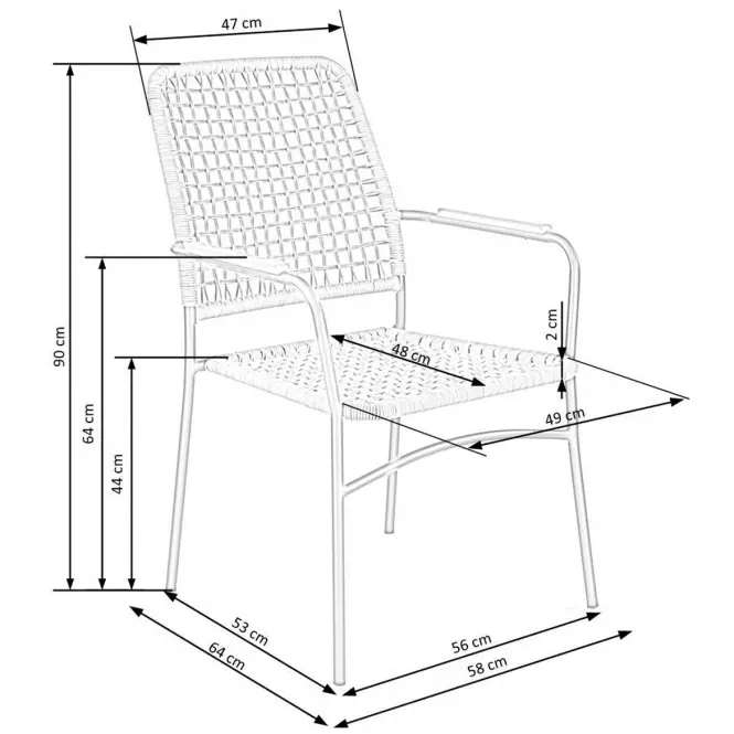 Stolička K457 rattan hnedá/čierna