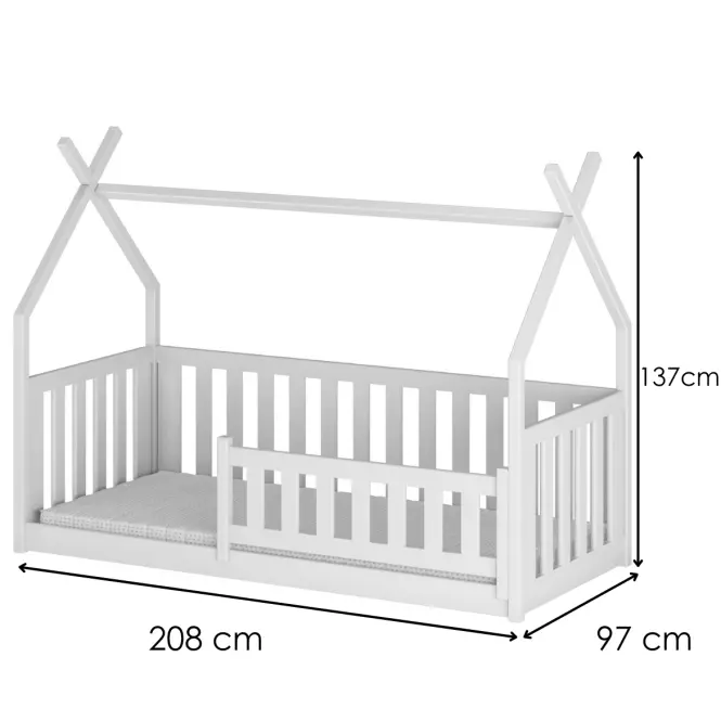 Posteľ Domček Bodzio 90x200 biela