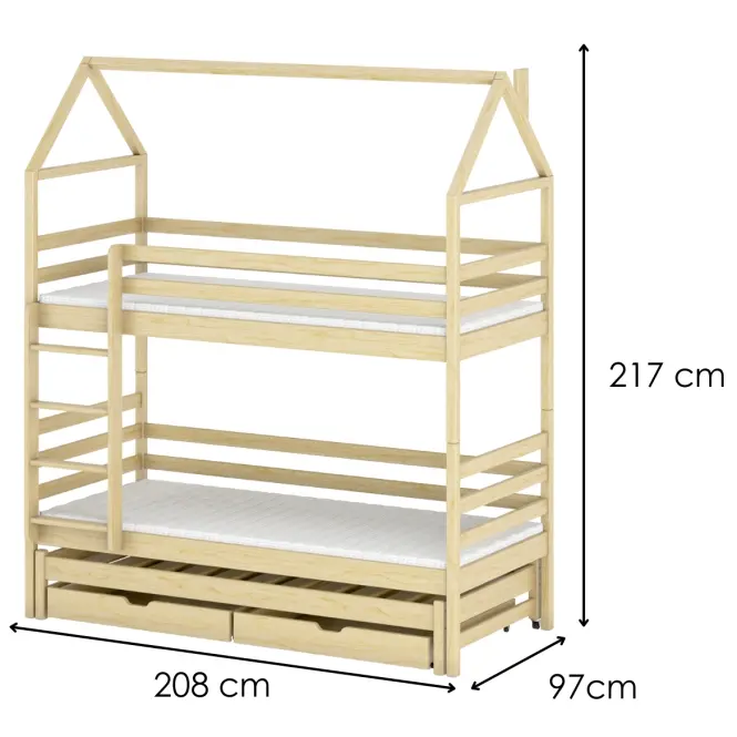 Posteľ Domček Dalia 90x200 borovica
