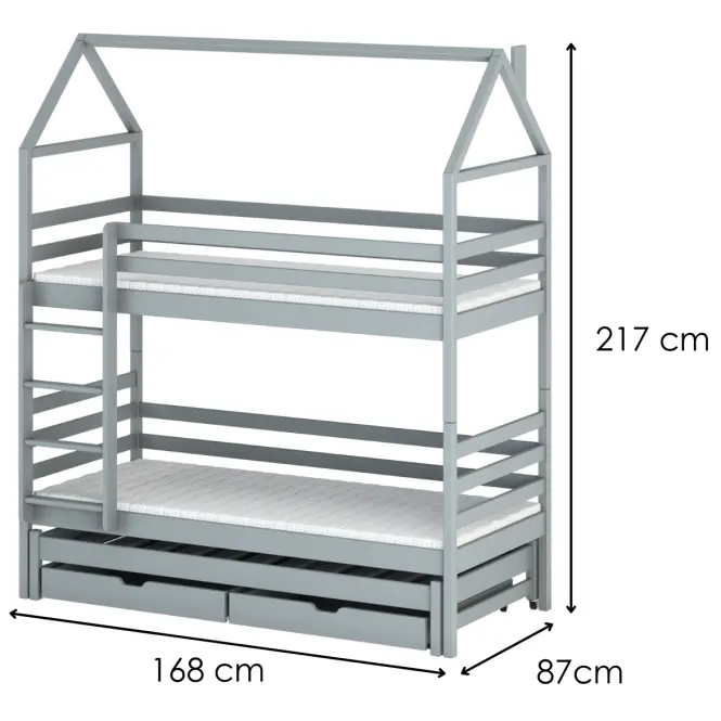 Posteľ Domček Dalia 80x160 sivá