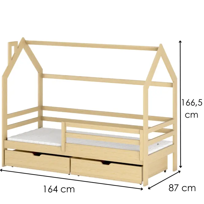 Posteľ Domček  Lila 80x160 borovica