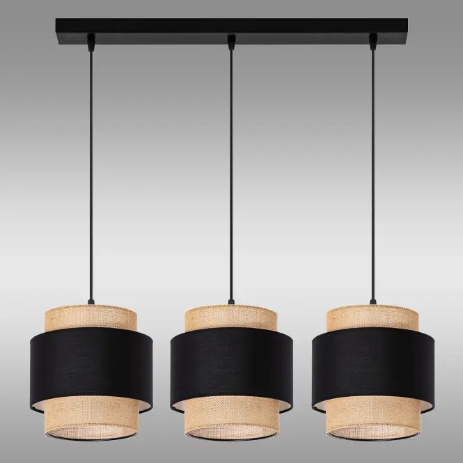 Závesné svietidlo W-L 1204/3 JUTE/BLACK LW3
