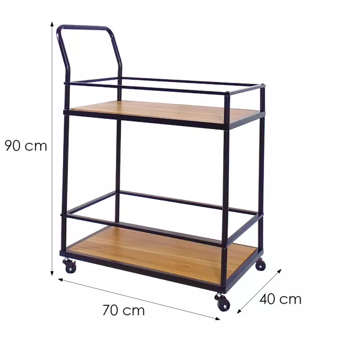 Kuchynský vozík PD230206 dub tmavý/čierna,2