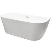 Voľne stojaca vaňa prístenná Vica New 160/80 + sifón klik-klak čistený z hora s prepadom štrbinovým slim zlatý