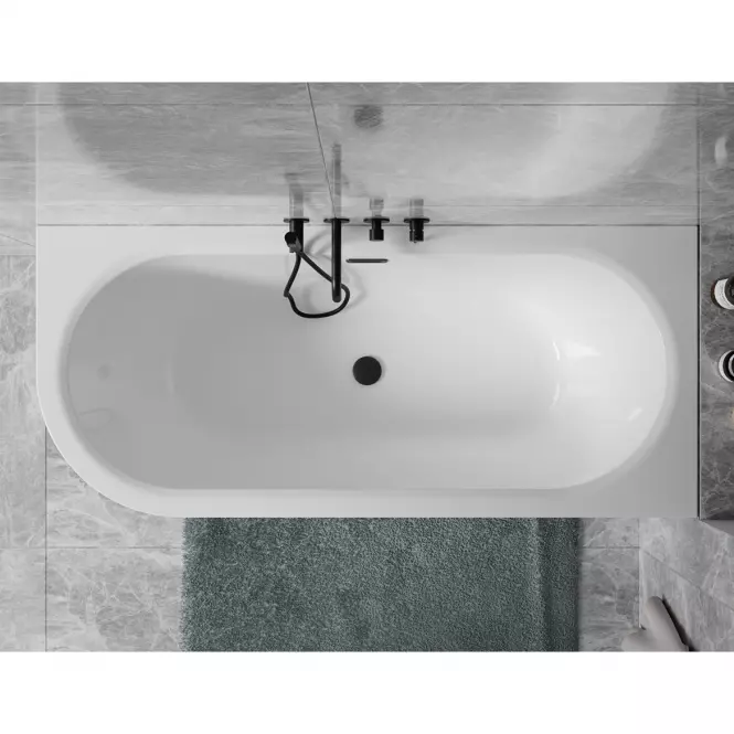 Voľne stojaca vaňa nástenná Avita A-Line 160P + sifón klik-klak chróm