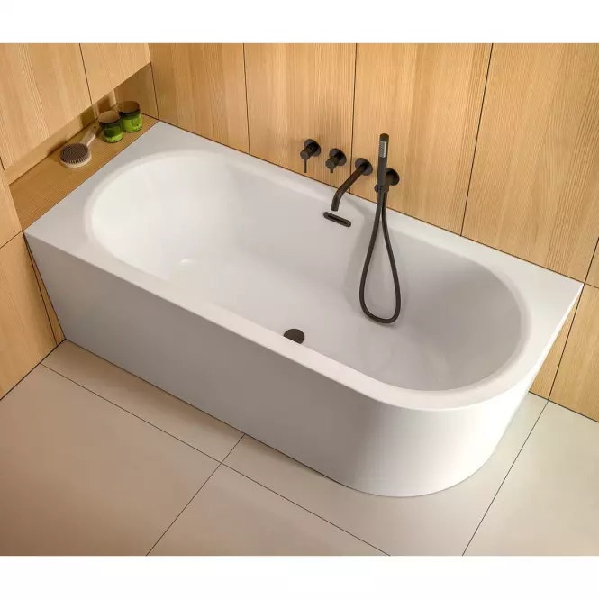 Voľne stojaca vaňa nástenná Avita A-Line 160L + sifón klik-klak čierna,7