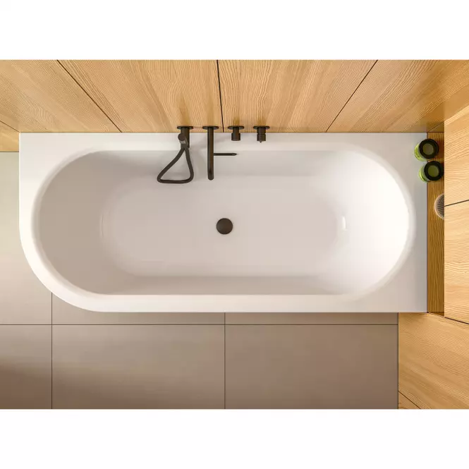 Voľne stojaca vaňa nástenná Avita A-Line 160P + sifón klik-klak zlatá,8