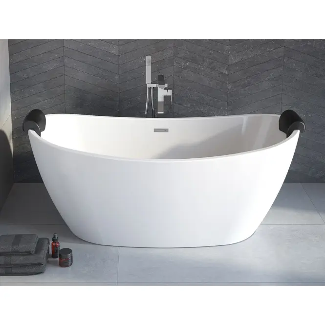 Voľne stojaca vaňa Ayla 170/80 + sifón klik-klak s prepadom čierna,5