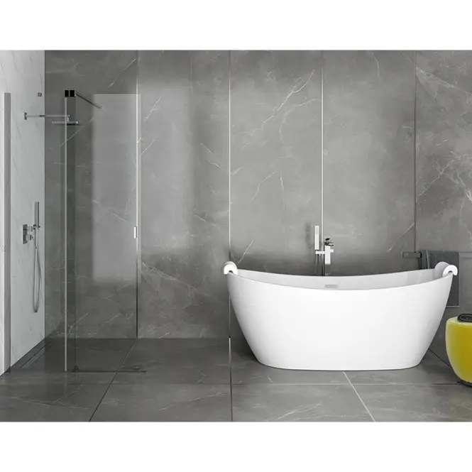 Voľne stojaca vaňa Ayla 170/80 + sifón klik-klak s prepadom čierna,8