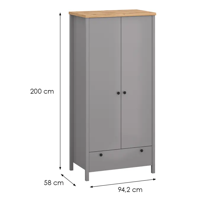 Skriňa 2D1S Melini Gray H