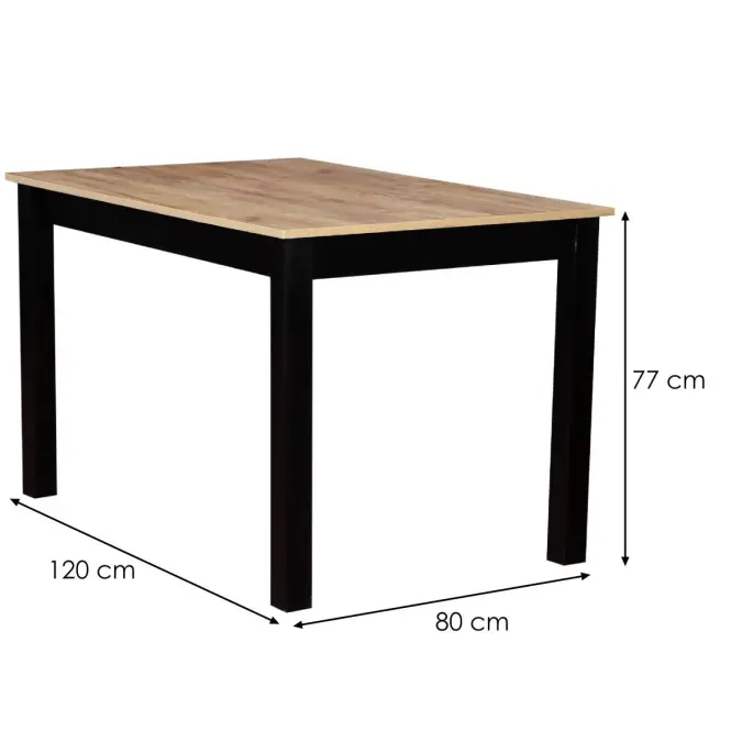 Stôl St-54 120x80 Wotan /Čierna