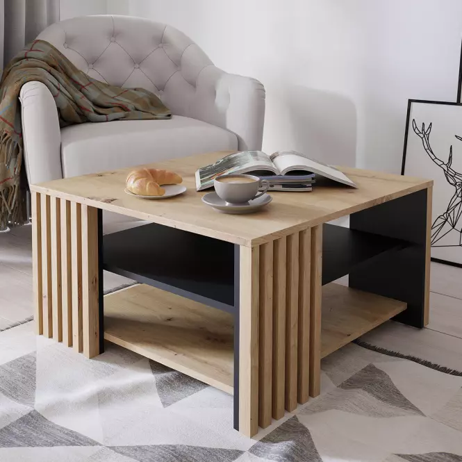 Konferenčný stolík 80x80 Zaandam dub artisan/čierna,5