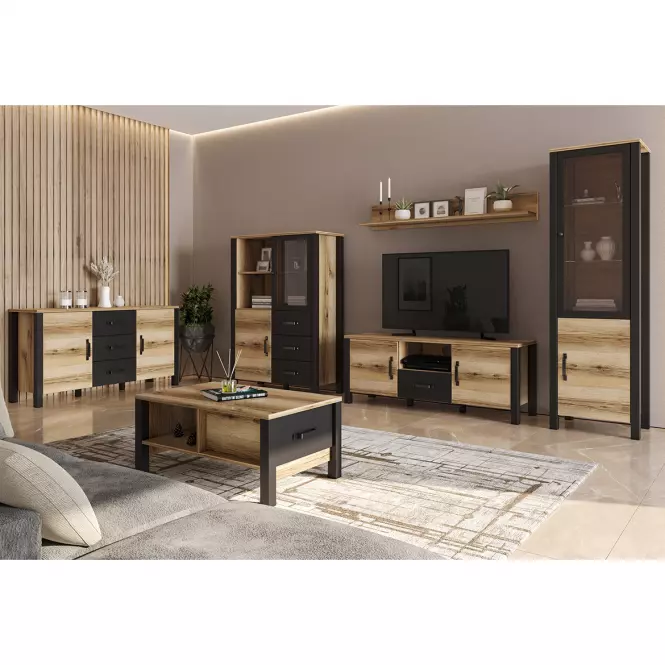 Vitrína Derby A Light + Black,5