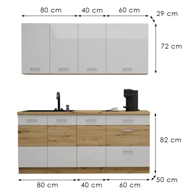 Kuchynská Linka Artisan White 180 cm bez pracovnej dosky