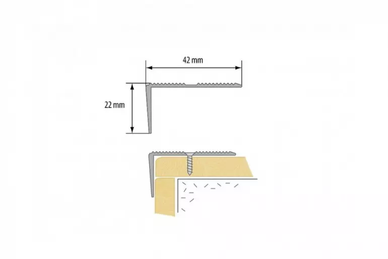 Schodiskový profil s drážkou LSSR 42X22 2,0m zlatý