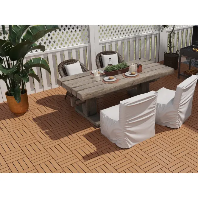 Terasová dlaždica WPC -  drevená štruktúra Teak 300x300 mm