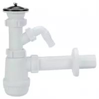 Drezový sifón Ø 50 mm fľaškový kovové sitko 2-komorový vývod pre pračku/umývačku riadu 1231