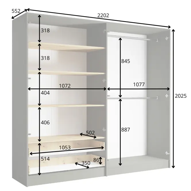 Skriňa Rimini 4d2s Šedá/Dub Artisan
