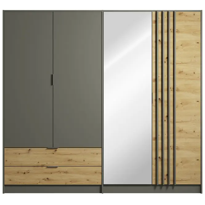 Skriňa Rimini 4d2s Šedá/Dub Artisan